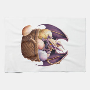 Dragon Girl Lover Collecting Easter Eggs - Kids Cu Tea Towel