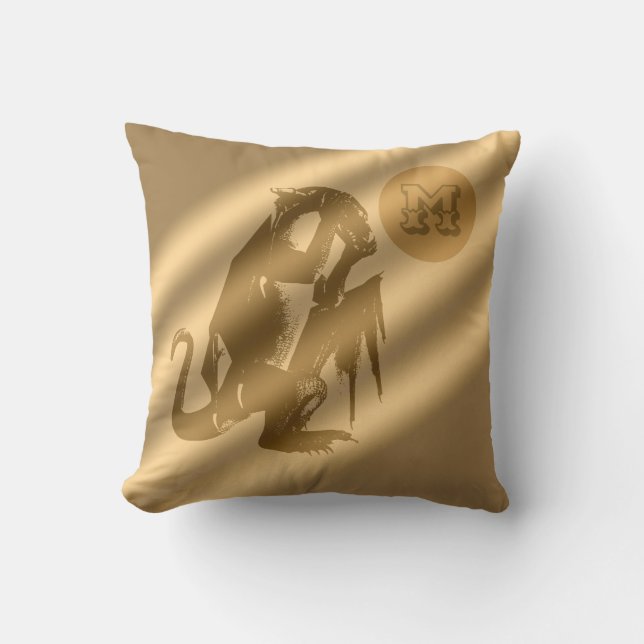 Dragon Gold Luxury Monogram Cushion (Front)
