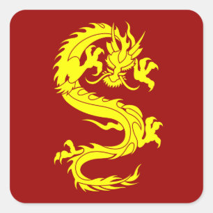 dragon golden square sticker