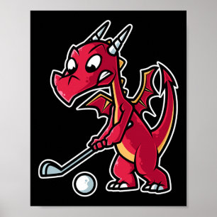Dragon Golf Player Golfer Golfing Funny Kids Boys Poster