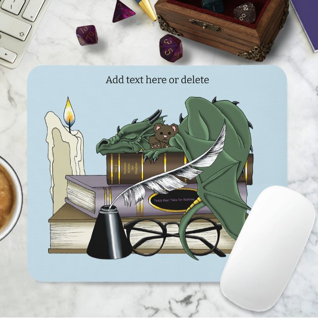 Dragon Green Sleeping Books Mouse Pad (Creator Uploaded)