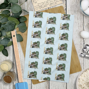Dragon Green Sleeping Books Tea Towel