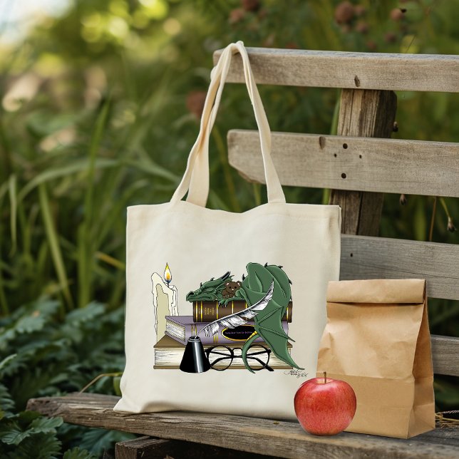 Dragon Green Sleeping Books Tote Bag (Creator Uploaded)