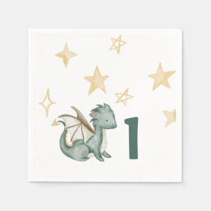 Dragon happy birthday watercolor napkin