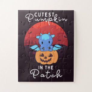 Dragon Happy Halloween cutest pumpkin in the patch Jigsaw Puzzle