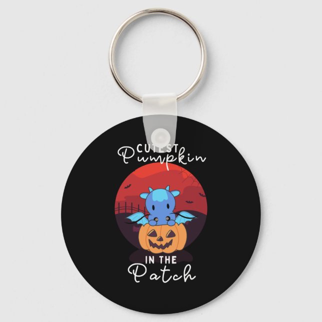 Dragon Happy Halloween cutest pumpkin in the patch Key Ring (Front)