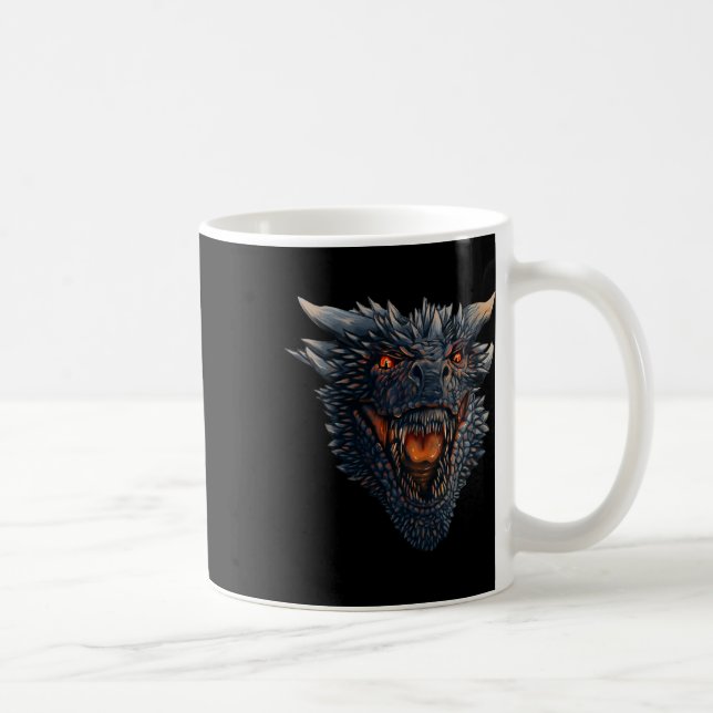 Dragon Head About To Blow Fire On His Enemies  Coffee Mug (Right)