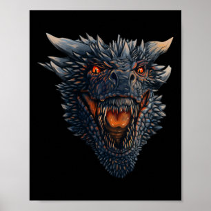 Dragon Head About To Blow Fire On His Enemies  Poster