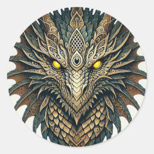 Dragon Head  Classic Round Sticker