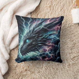 Dragon Head in a Thunderstorm with Lightning Cushion
