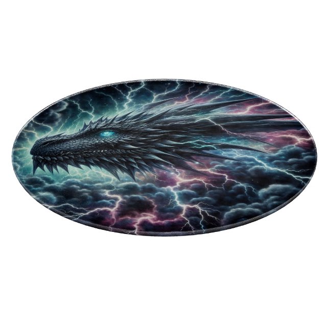 Dragon Head in a Thunderstorm with Lightning Cutting Board (Corner)