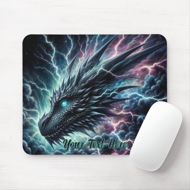 Dragon Head in a Thunderstorm with Lightning Mouse Pad (With Mouse)