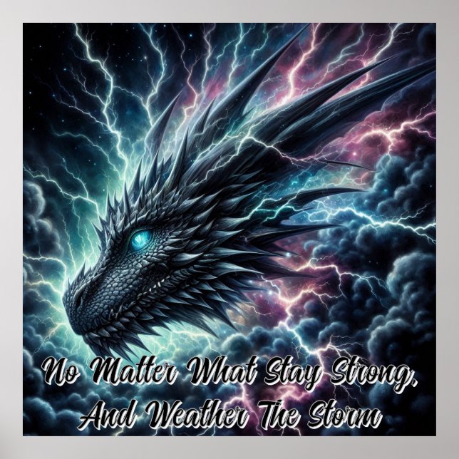 Dragon Head in a Thunderstorm with Lightning Poster (Front)