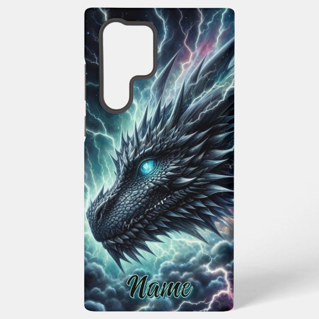 Dragon Head in a Thunderstorm with Lightning Samsung Galaxy S22 Ultra Case (Back)