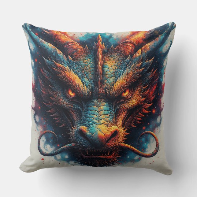 Dragon Head With Fierce Eyes Cushion (Front)