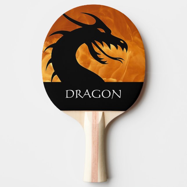 Dragon Head with Fire Ping Pong Paddle (Front)
