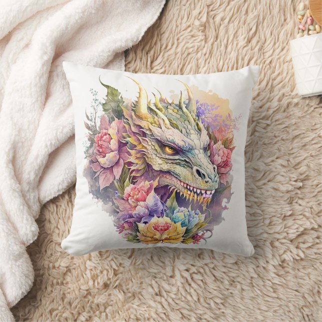 Dragon Head with Flowers Cushion (Blanket)