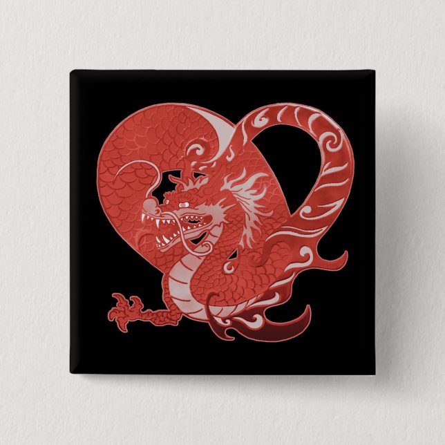 Dragon Heart 15 Cm Square Badge (Front)
