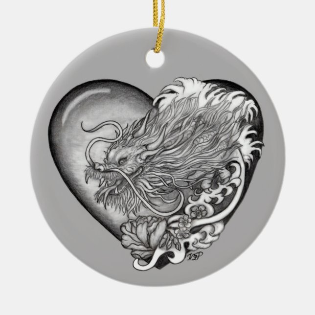 Dragon Heart Ceramic Ornament (Front)