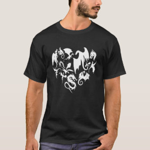 Dragon Heart Fantasy Book Nerd Geek Dragons Girls T-Shirt