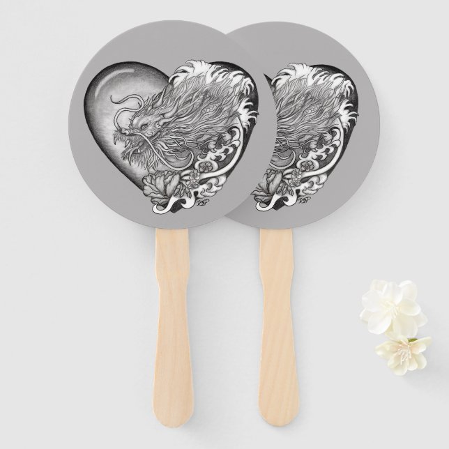 Dragon Heart Hand Fan (Front and Back)