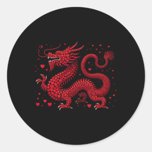 Dragon Hearts Happy Chinese New Year 2024 Valentin Classic Round Sticker