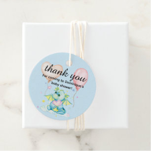 Dragon Holding A Heart - Baby Shower Favour Tags