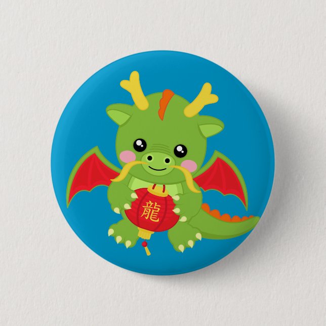 Dragon Holding Lantern 6 Cm Round Badge (Front)
