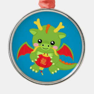 Dragon Holding Lantern Metal Tree Decoration