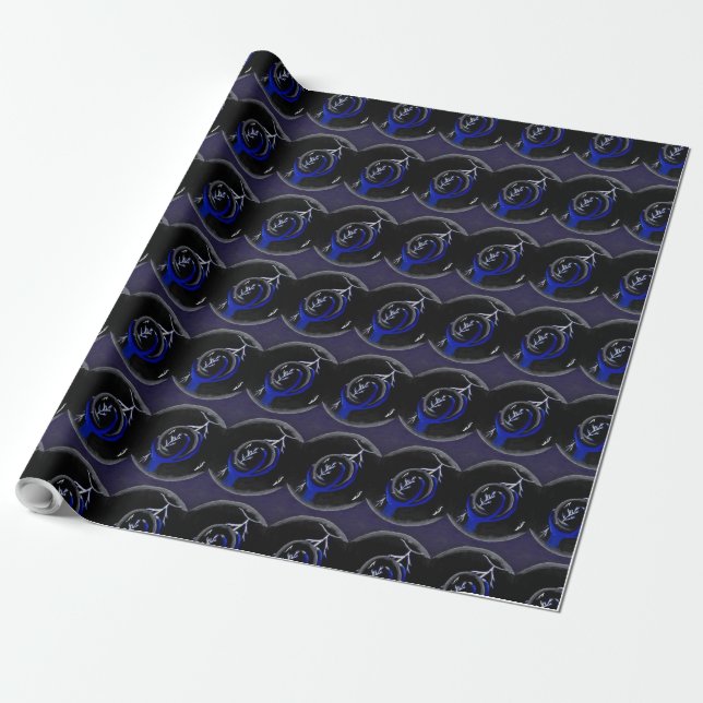 Dragon Holds Crystal Ball to see lightning Strike Wrapping Paper (Unrolled)