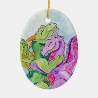 Dragon Hug Ceramic Ornament
