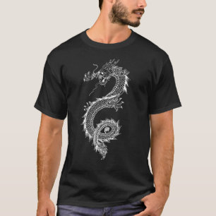 Dragon Illustration with Dragon Kanji 竜 White T-Shirt