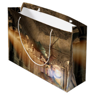 Dragon in attack position in a castle large gift bag