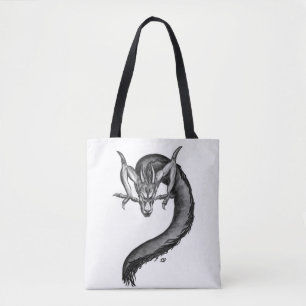 Dragon in black and white Design Tote Bag