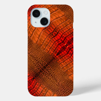 Dragon in Bright Orange Faux Leather iPhone 15 Case