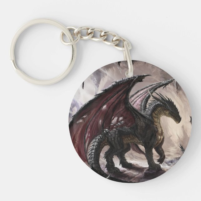Dragon In Cave Key Ring (Front)