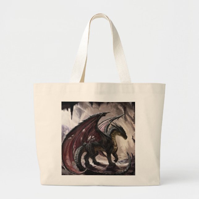 Dragon In Cave Large Tote Bag (Front)