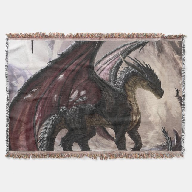 Dragon In Cave Throw Blanket (Front)
