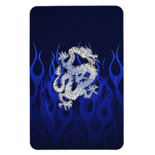 Dragon in Chrome like blue Carbon Fibre Styles Magnet