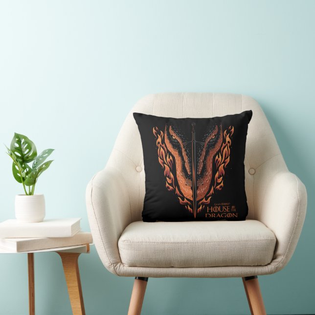 Dragon in Flames Behind Sword Cushion (Chair)