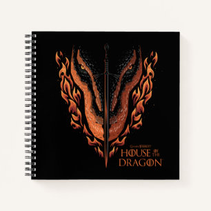 Dragon in Flames Behind Sword Notebook