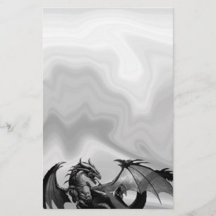 Dragon in Grey Fantasy Stationery