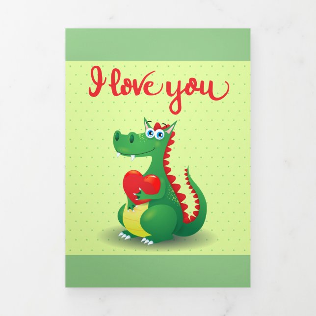 Dragon in Love Tri-Fold Card (Cover)
