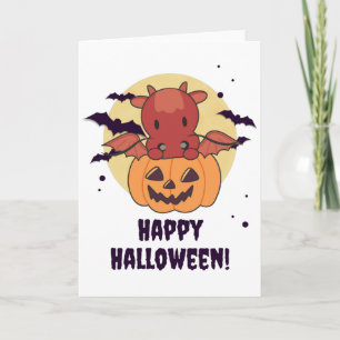 Dragon In Pumpkin Sweet Dragon Happy Halloween Card