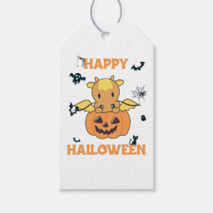 Dragon In Pumpkin Sweet Dragon Happy Halloween Gif Gift Tags