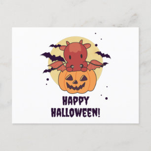 Dragon In Pumpkin Sweet Dragon Happy Halloween Postcard