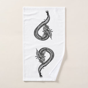 Dragon in Tattoo Style Bath Towel Set