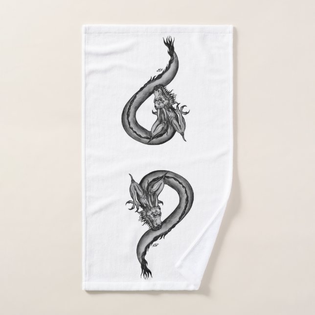 Dragon in Tattoo Style Bath Towel Set (Hand Towel)