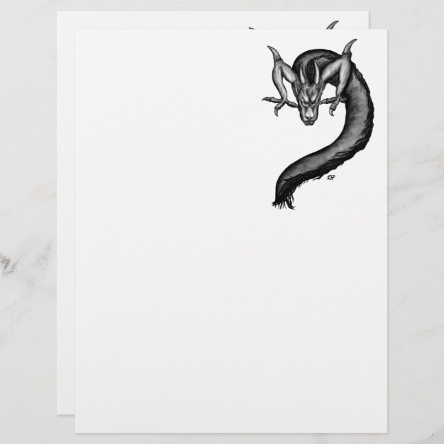 Dragon in Tattoo Style Custom Letterhead (Front/Back)