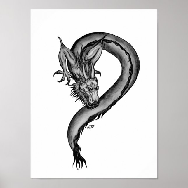 Dragon in Tattoo Style Poster (Front)
